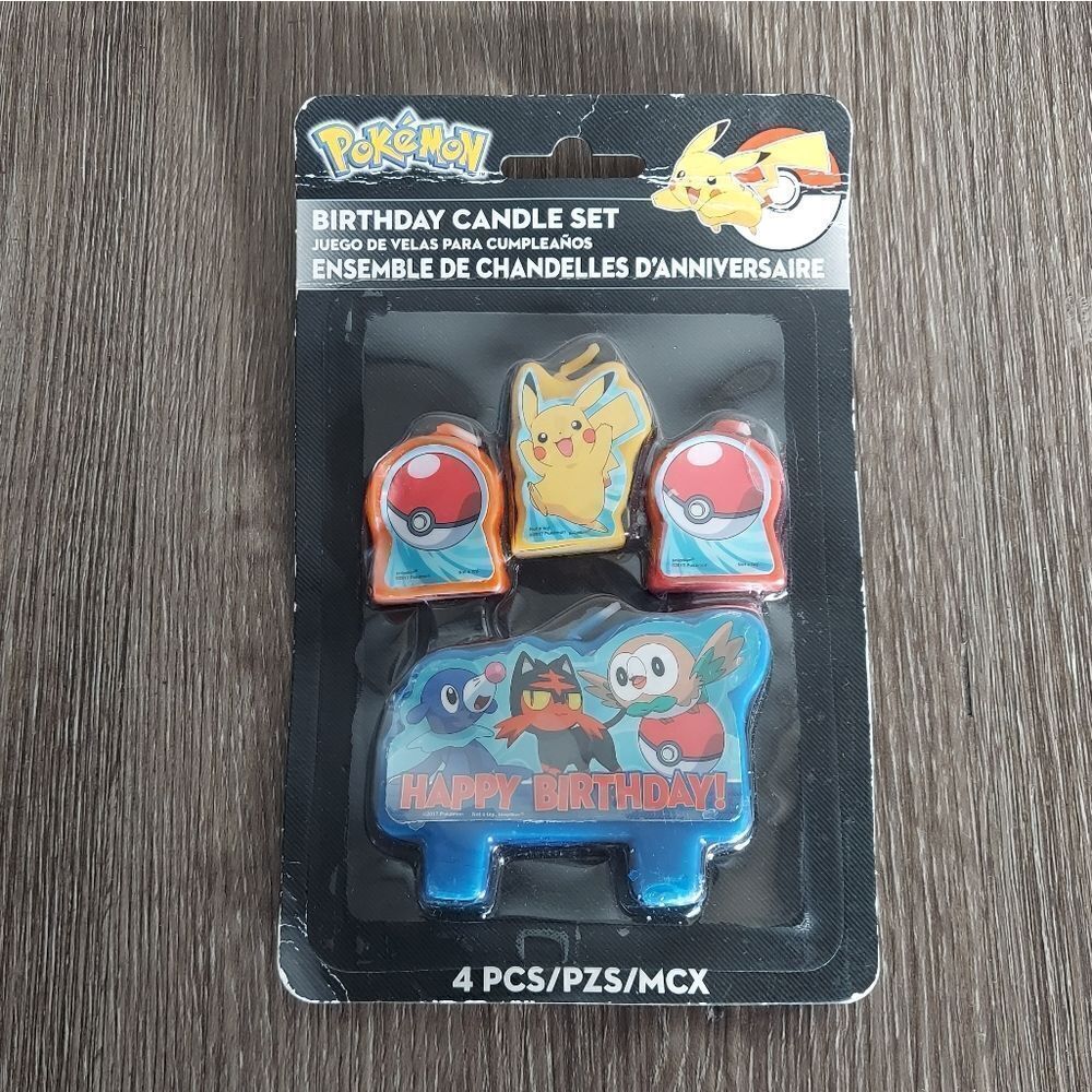 POKEMON 4 PIECE HAPPY BIRTHDAY CANDLE SET NEW